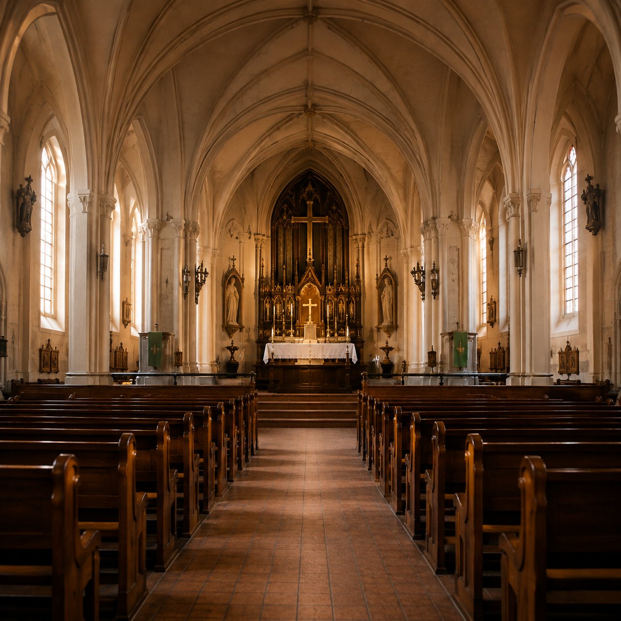 Kirchenschiff mit Blick zum Altar