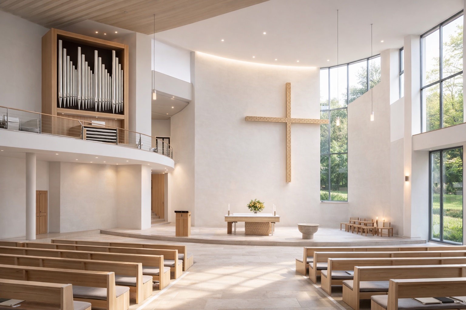 Kirchenraum mit Pfeifenorgel