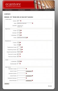 ecantore Webinterface Lieder